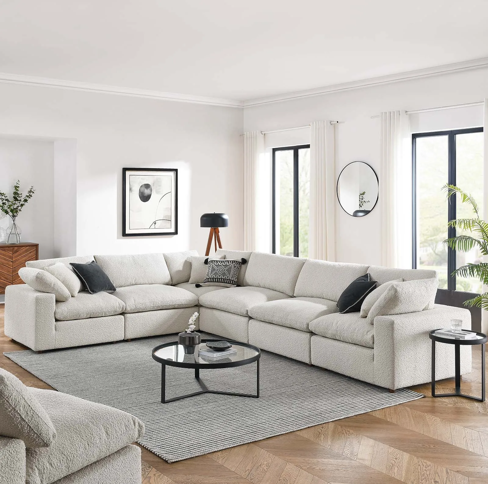 Commix Down Filled Overstuffed Boucle Fabric 6-Piece Sectional Sofa by Modway