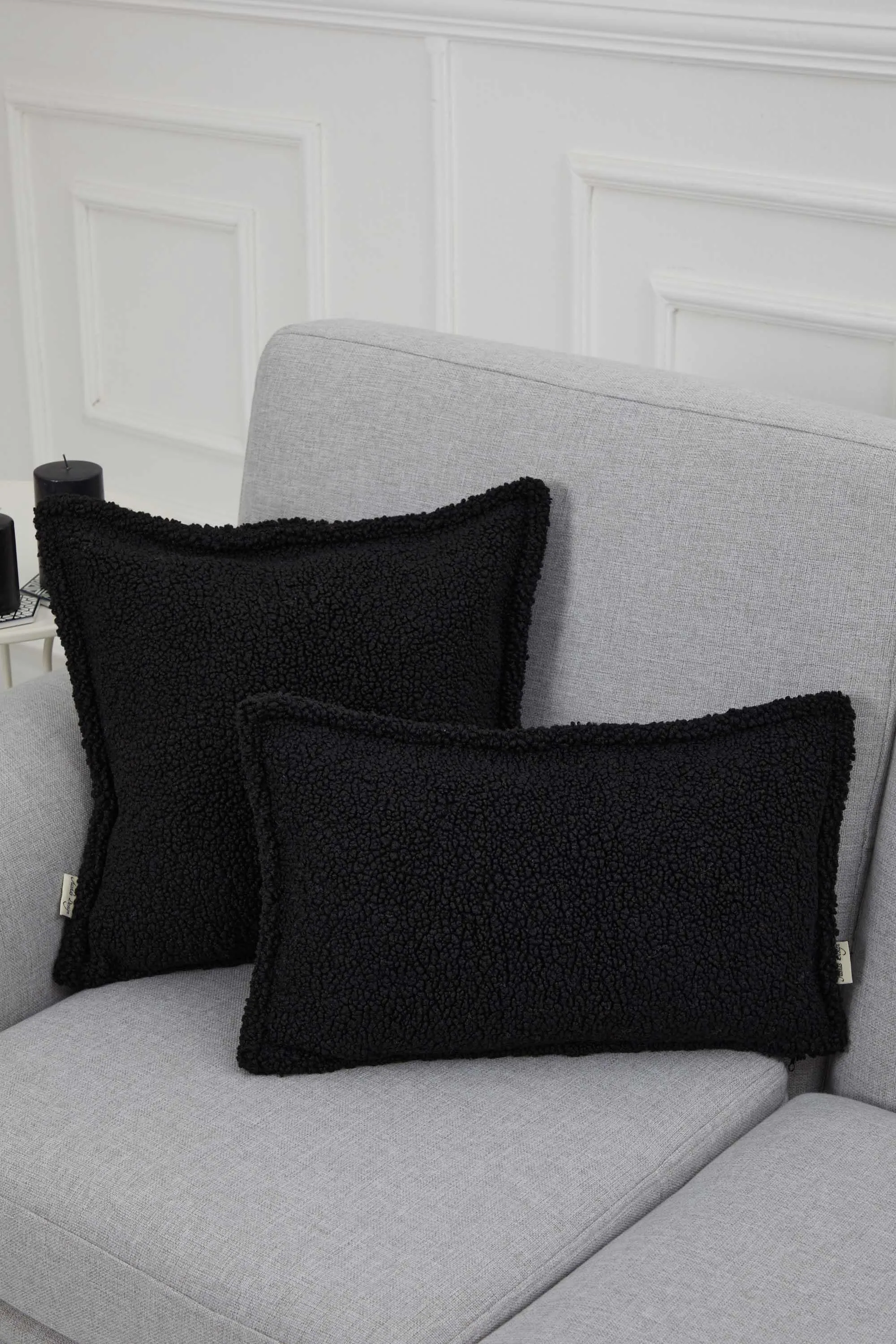 Cozy Teddy Lumbar Pillow Cover with Extremely Soft Touch, 20x12 Inches Plush Textured Cushion Cover for Living Room and Bedroom Decors,K-308