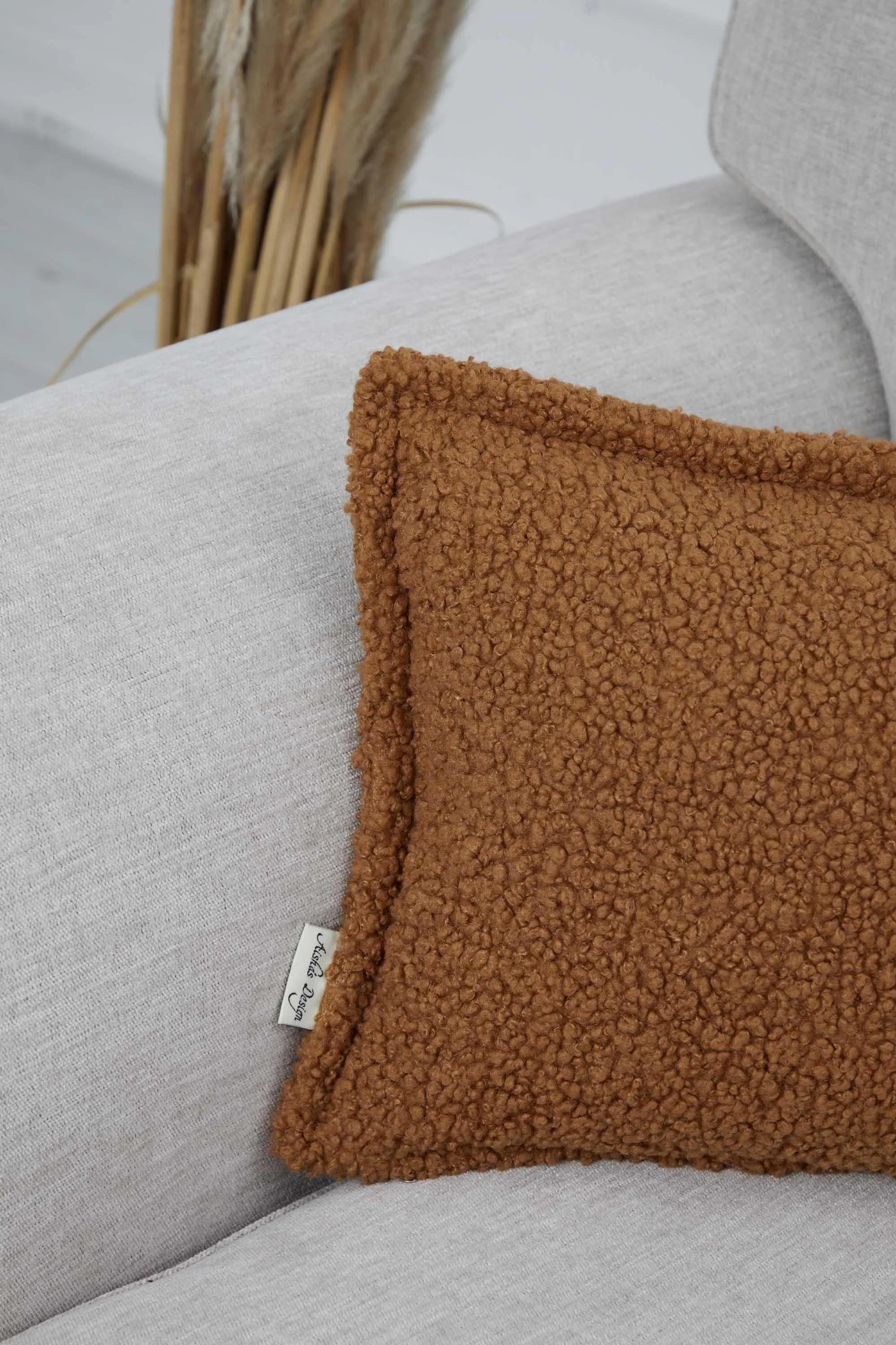 Cozy Teddy Lumbar Pillow Cover with Extremely Soft Touch, 20x12 Inches Plush Textured Cushion Cover for Living Room and Bedroom Decors,K-308