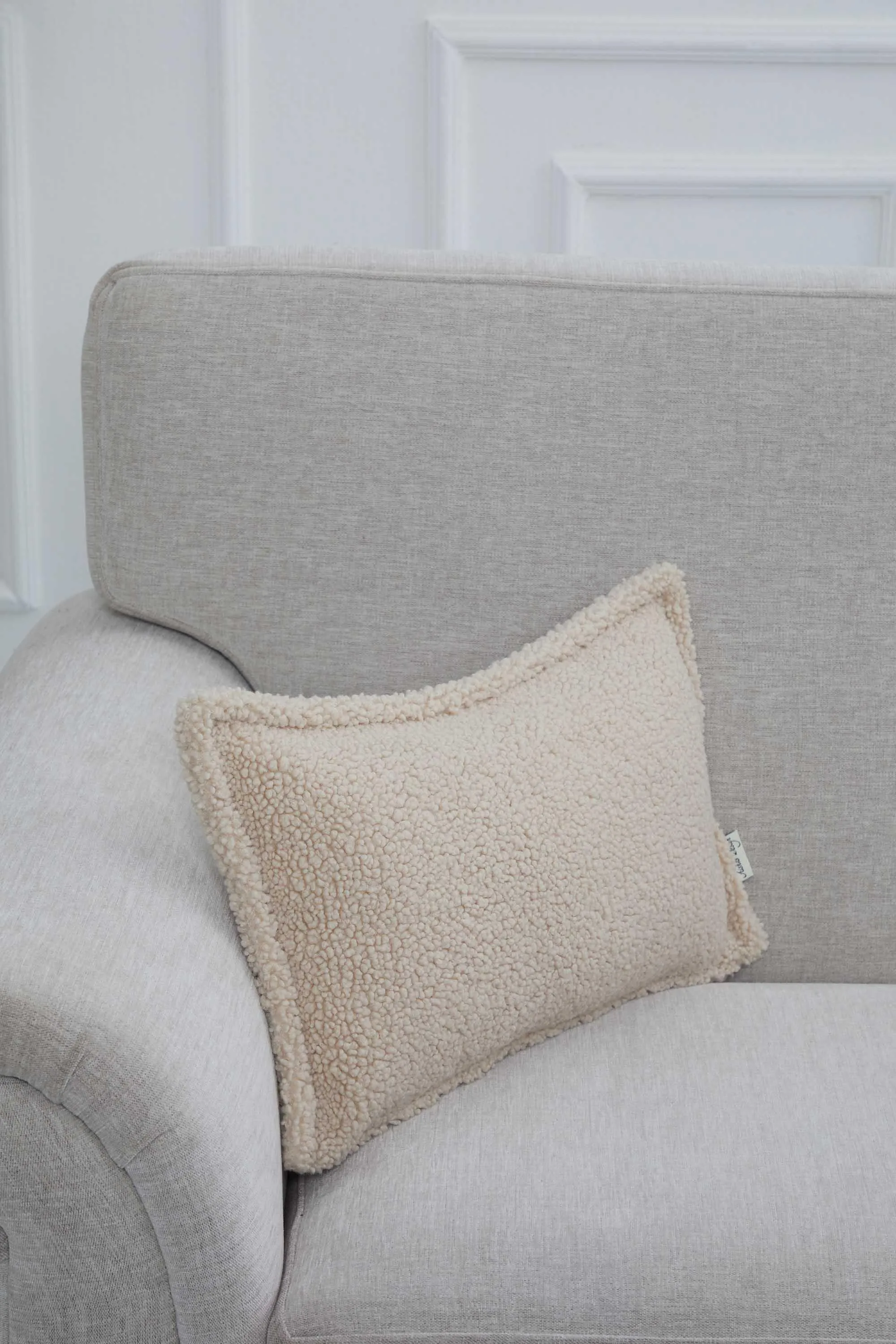 Cozy Teddy Lumbar Pillow Cover with Extremely Soft Touch, 20x12 Inches Plush Textured Cushion Cover for Living Room and Bedroom Decors,K-308