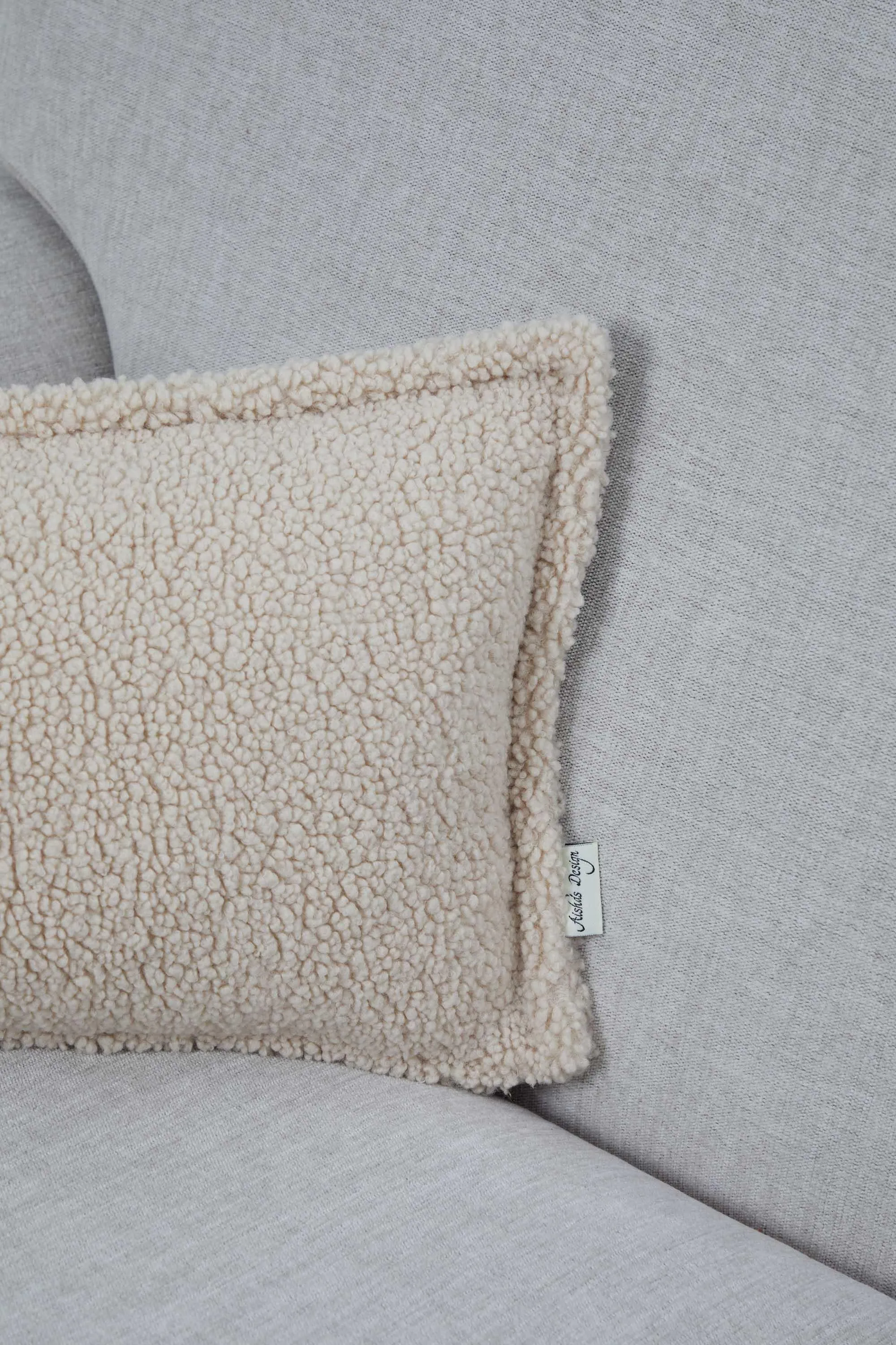 Cozy Teddy Lumbar Pillow Cover with Extremely Soft Touch, 20x12 Inches Plush Textured Cushion Cover for Living Room and Bedroom Decors,K-308