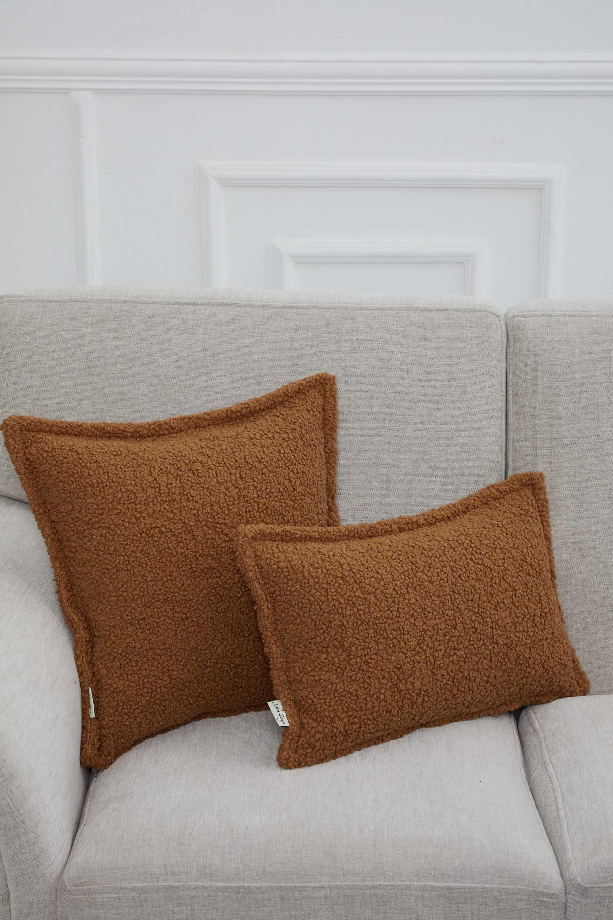 Cozy Teddy Lumbar Pillow Cover with Extremely Soft Touch, 20x12 Inches Plush Textured Cushion Cover for Living Room and Bedroom Decors,K-308
