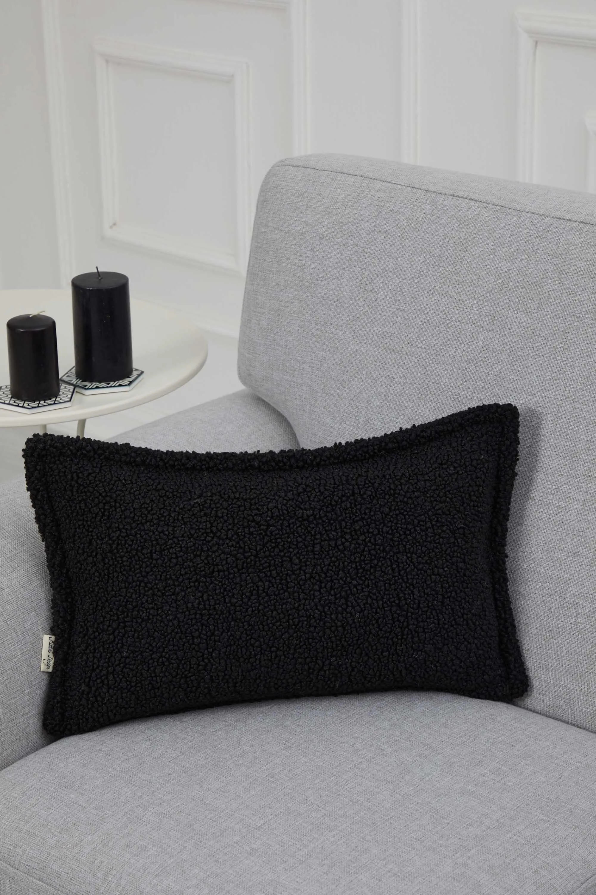 Cozy Teddy Lumbar Pillow Cover with Extremely Soft Touch, 20x12 Inches Plush Textured Cushion Cover for Living Room and Bedroom Decors,K-308