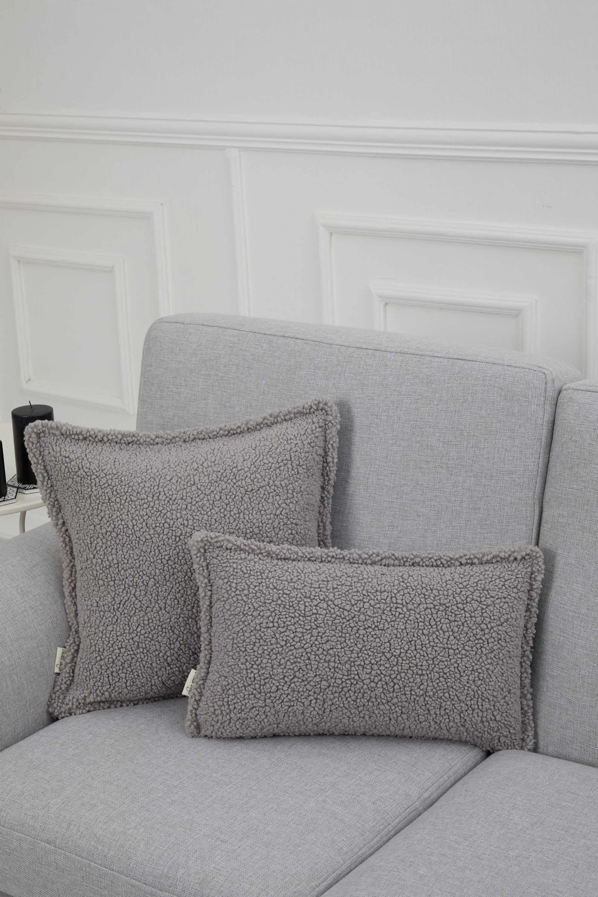 Cozy Teddy Lumbar Pillow Cover with Extremely Soft Touch, 20x12 Inches Plush Textured Cushion Cover for Living Room and Bedroom Decors,K-308