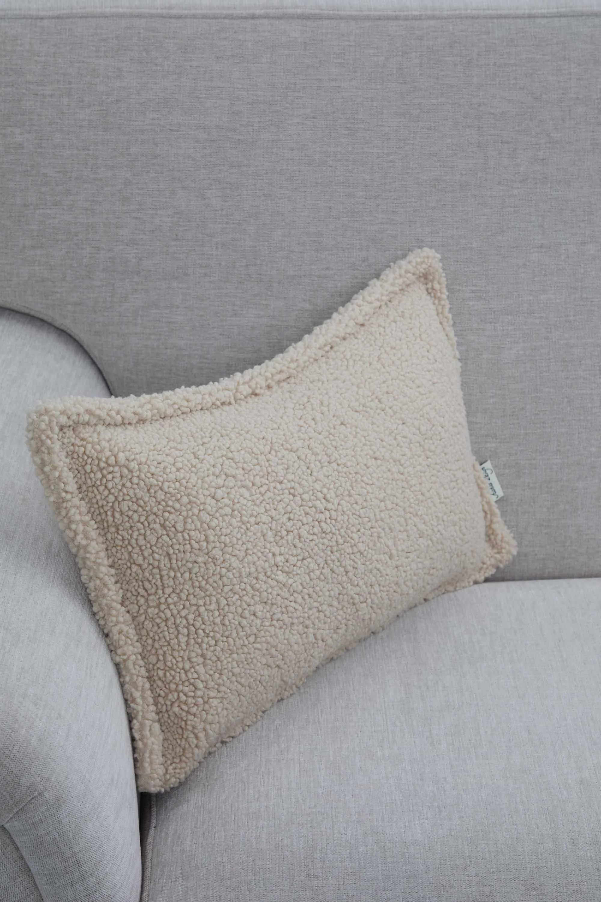 Cozy Teddy Lumbar Pillow Cover with Extremely Soft Touch, 20x12 Inches Plush Textured Cushion Cover for Living Room and Bedroom Decors,K-308