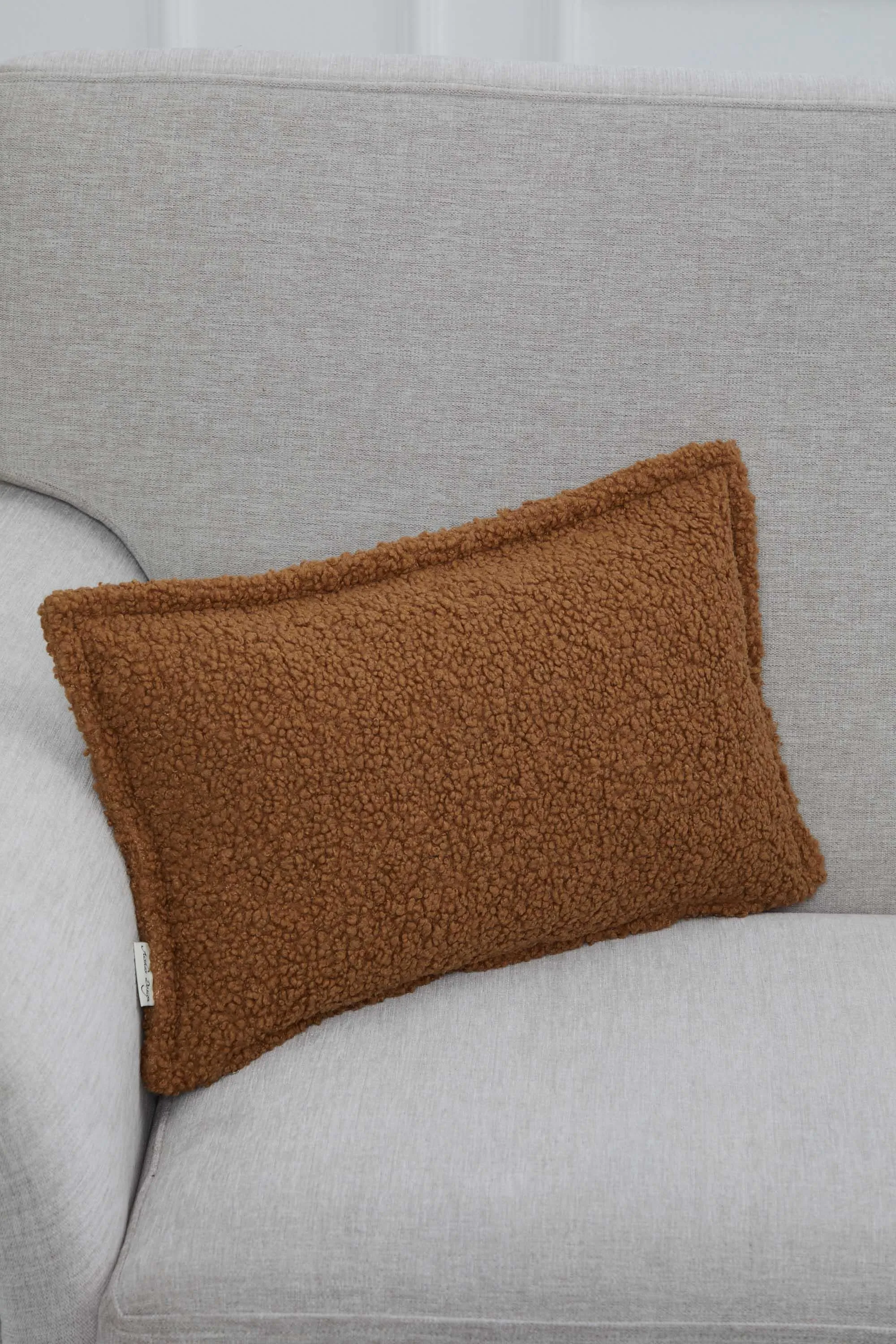 Cozy Teddy Lumbar Pillow Cover with Extremely Soft Touch, 20x12 Inches Plush Textured Cushion Cover for Living Room and Bedroom Decors,K-308