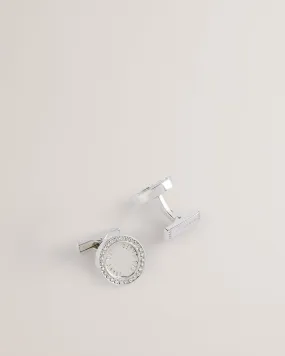 Cruz Round Crystal Cufflinks Silver