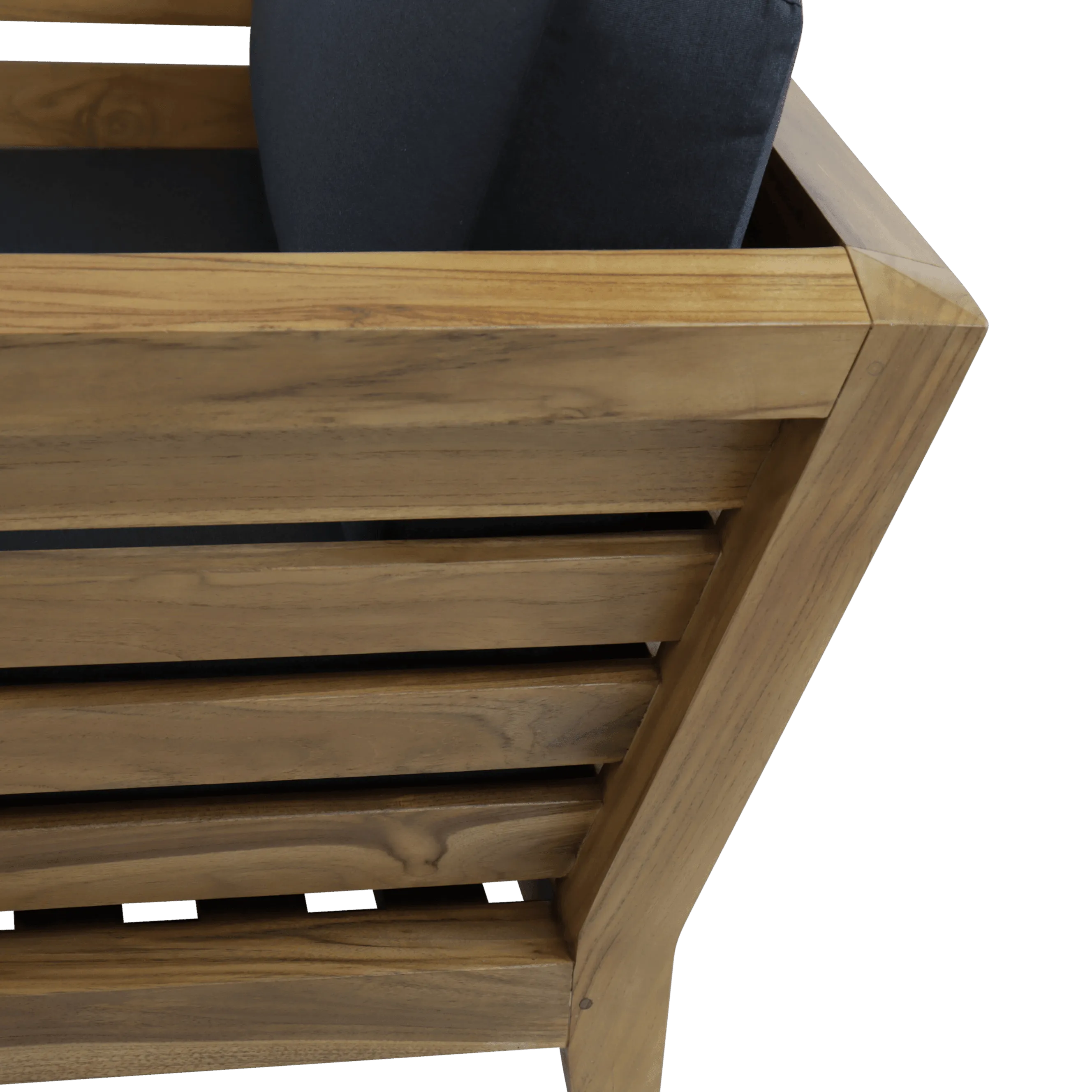 Daintree Outdoor Lounge Chair in Premium Natural Teak and Midnight Sunproof All Weather Fabric