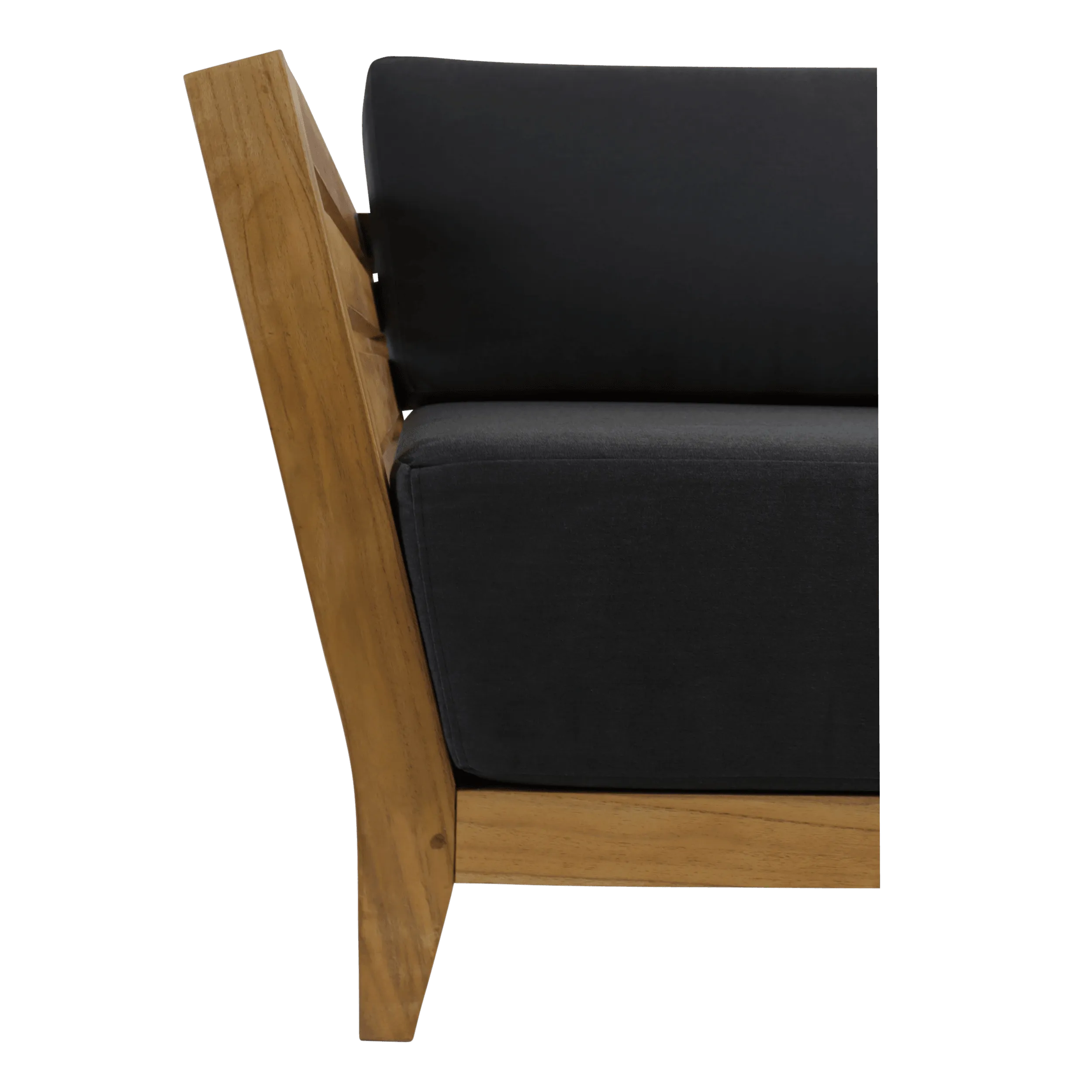 Daintree Outdoor Lounge Chair in Premium Natural Teak and Midnight Sunproof All Weather Fabric