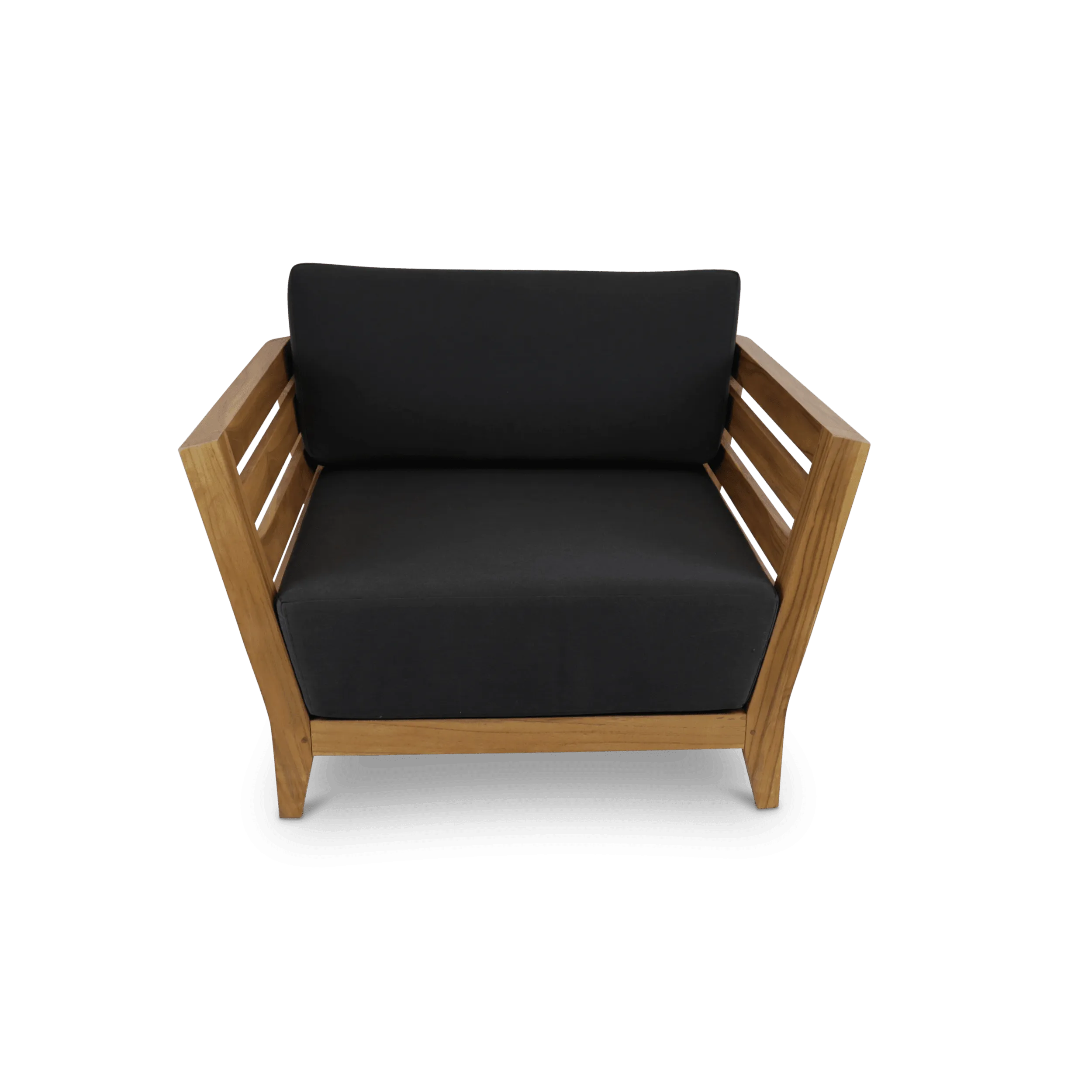 Daintree Outdoor Lounge Chair in Premium Natural Teak and Midnight Sunproof All Weather Fabric