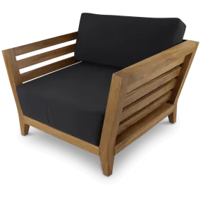Daintree Outdoor Lounge Chair in Premium Natural Teak and Midnight Sunproof All Weather Fabric