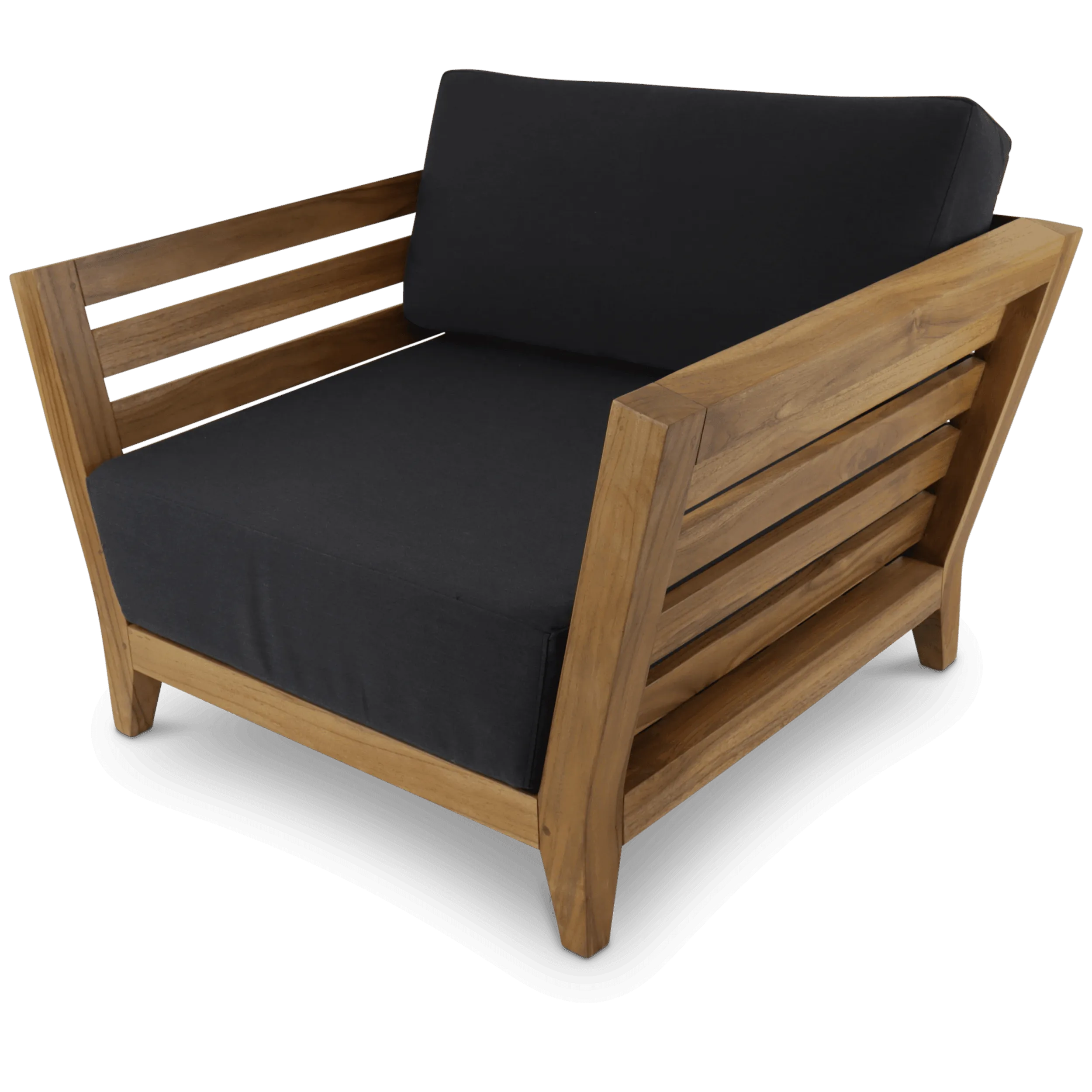 Daintree Outdoor Lounge Chair in Premium Natural Teak and Midnight Sunproof All Weather Fabric