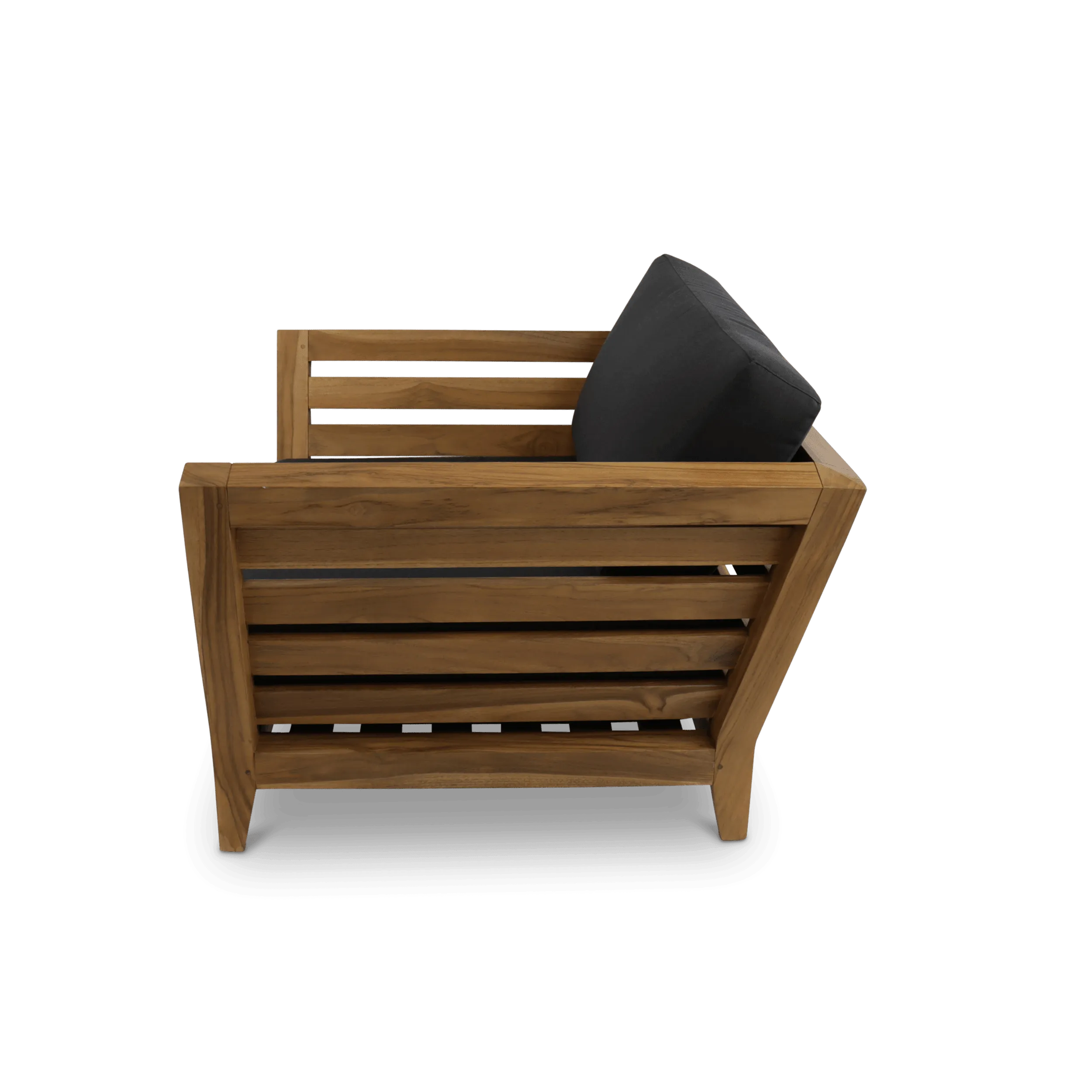 Daintree Outdoor Lounge Chair in Premium Natural Teak and Midnight Sunproof All Weather Fabric