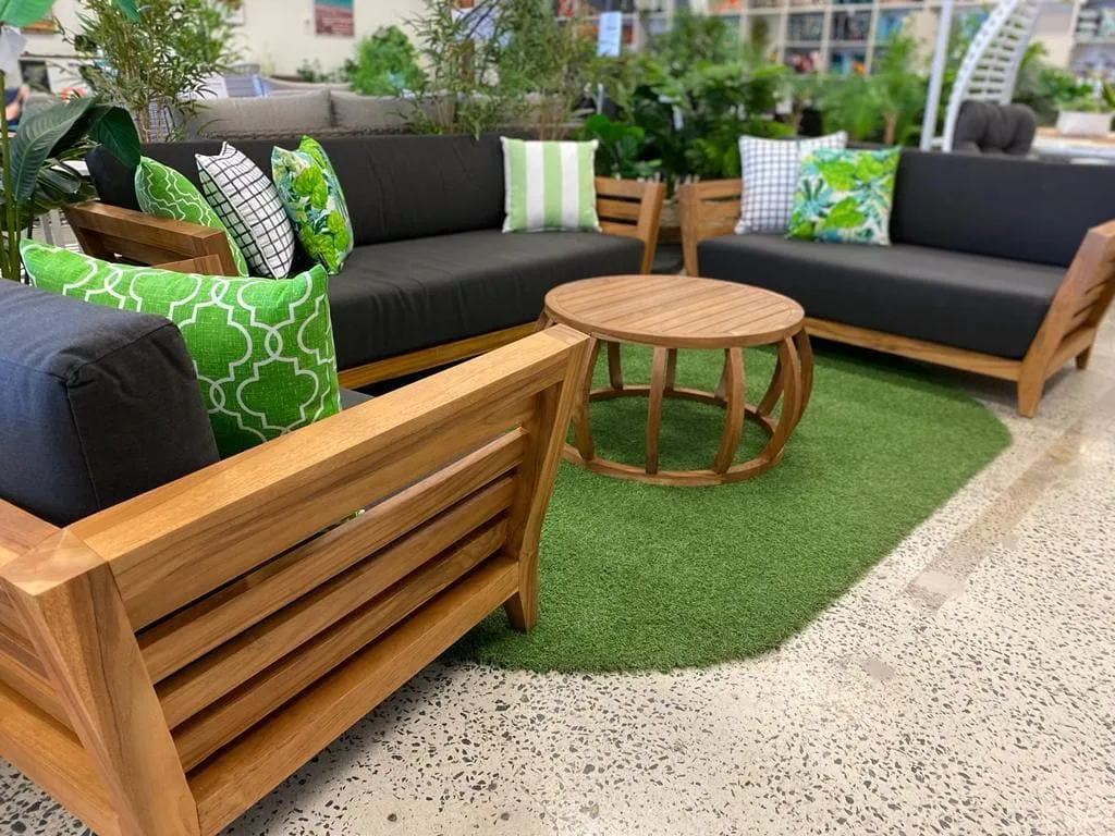 Daintree Outdoor Lounge Chair in Premium Natural Teak and Midnight Sunproof All Weather Fabric