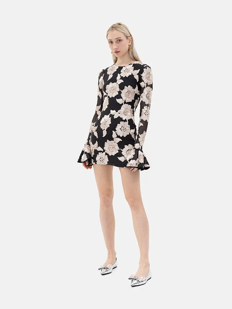 Daisy Hearts and Bow Pointed Toe Metallic Flats