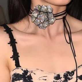Danette Rhinestone Flower Necklace