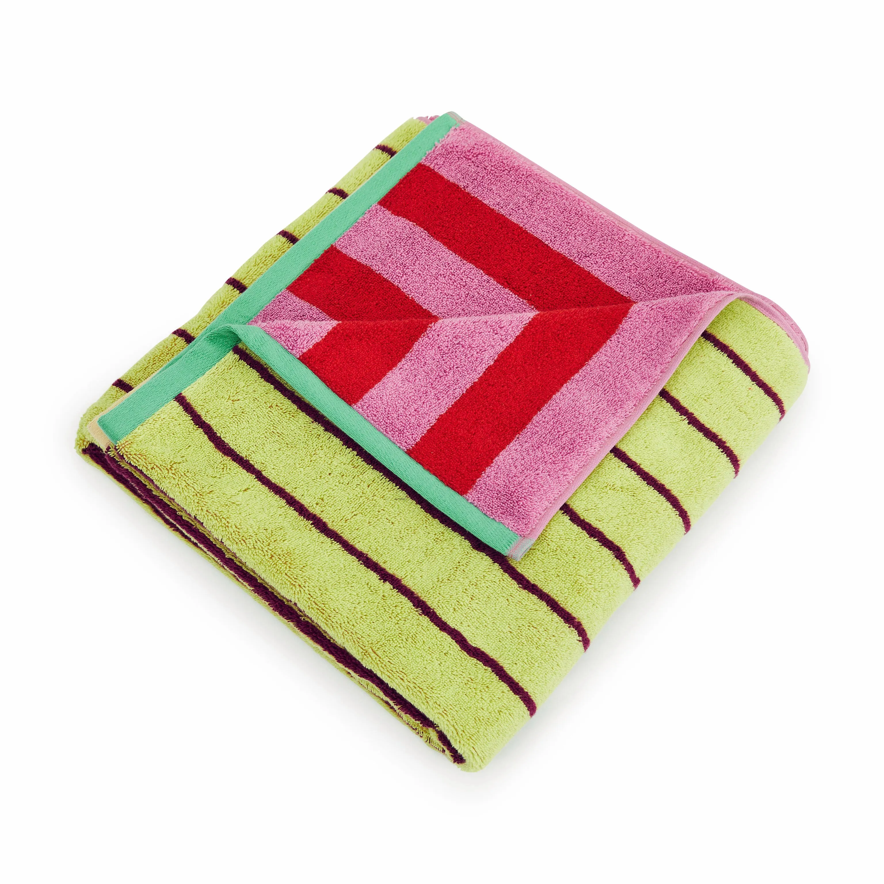 Dusen Dusen Bathroom Towel - Pink/ Red & Lime/ Purple