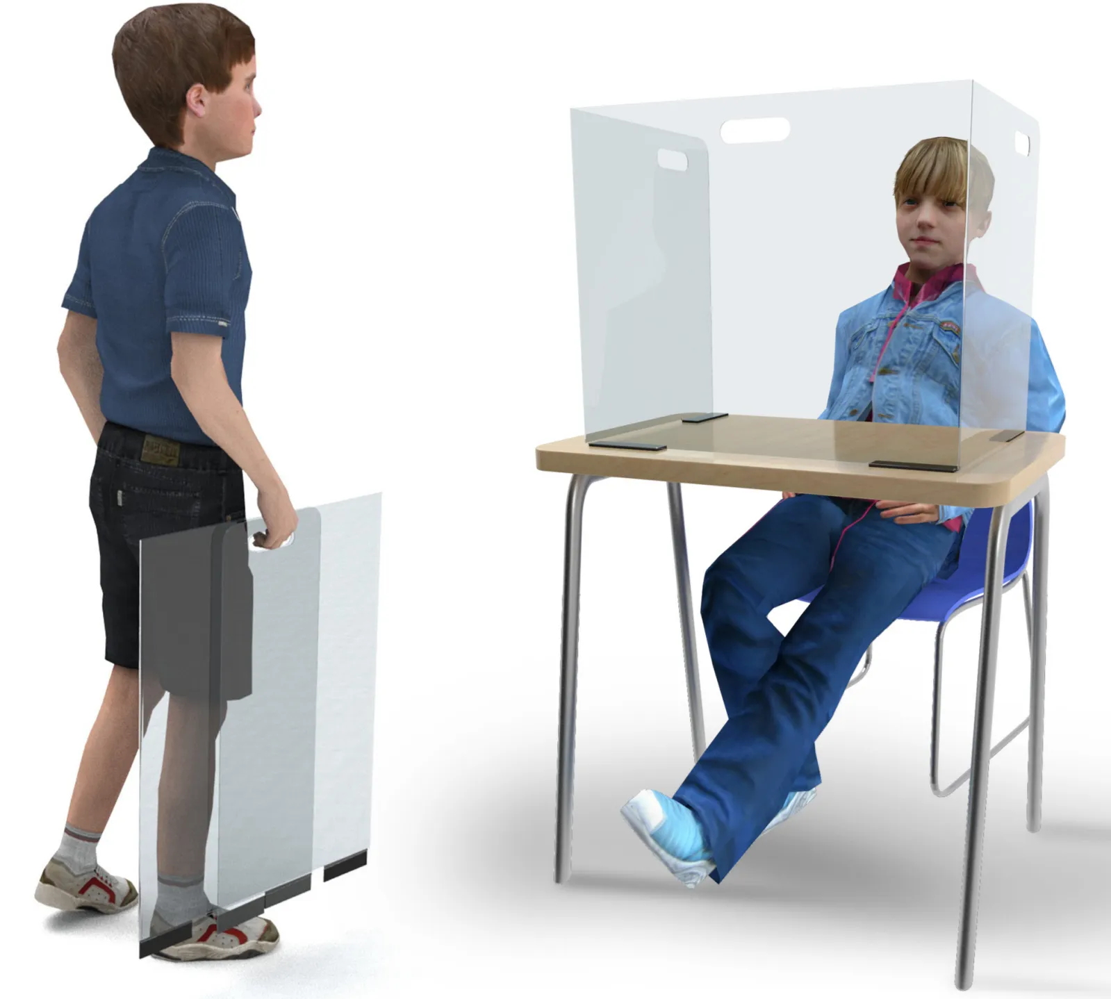 Easy Student Velcro Tri Folding Desk Barrier Germ Shield TBD9797
