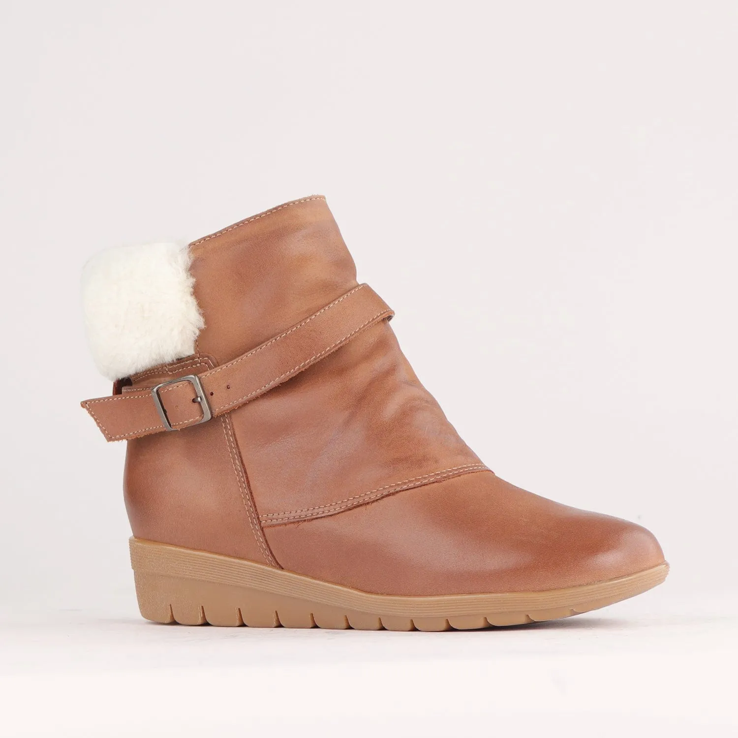 Fur Collar Ankle Boot in Whisky– 12460
