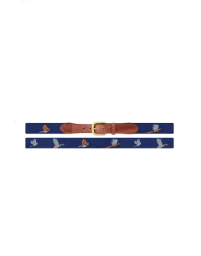 Game Birds Needlepoint Belt (Navy)