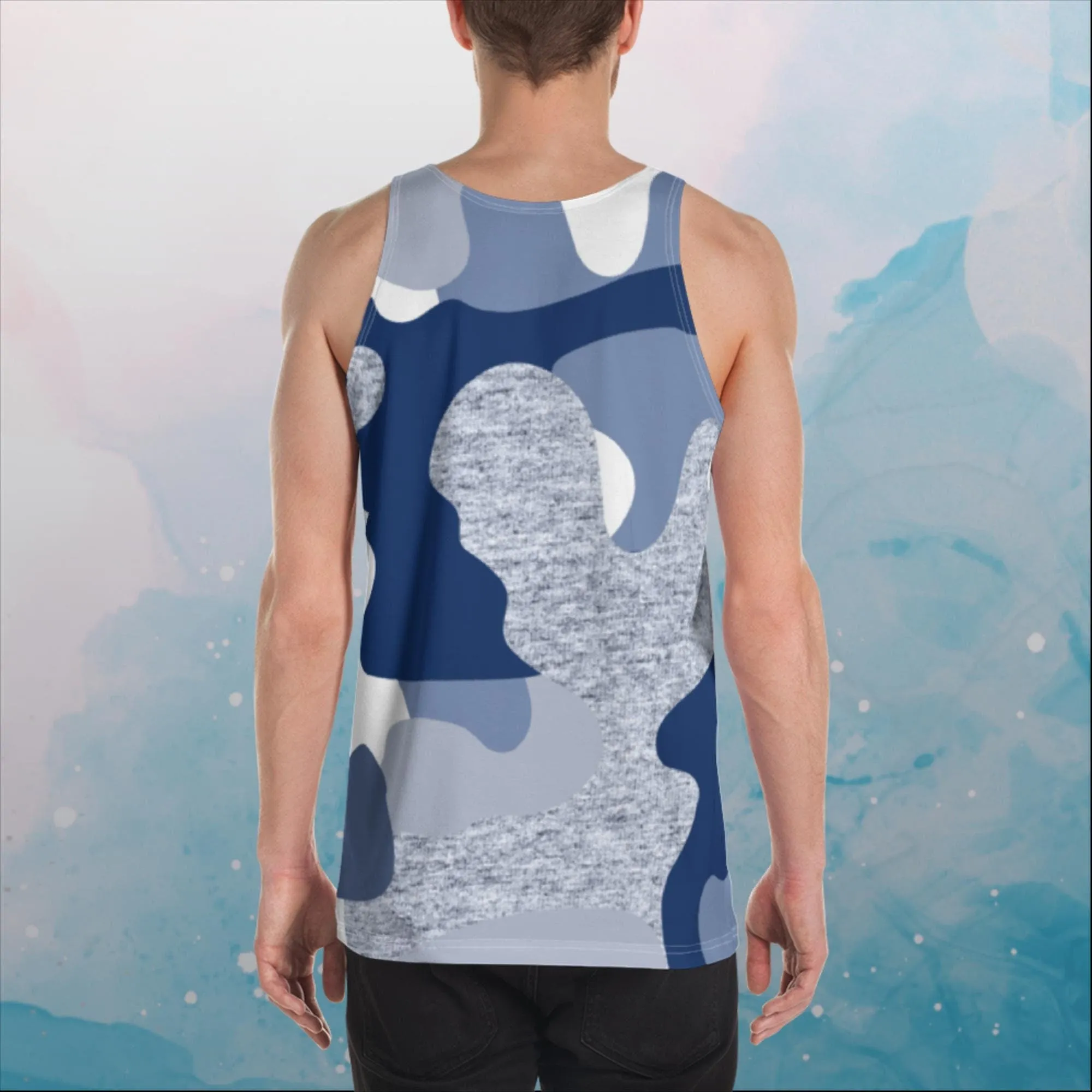 Giant Blue Camo Print Unisex Tank Top
