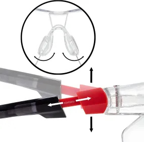 Goggles with wraparound clear anti-fog, black and red lenses