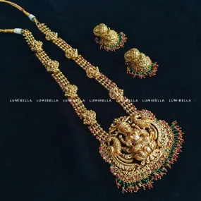 Gold Replica South Indian Temple Long Haaram / Necklace