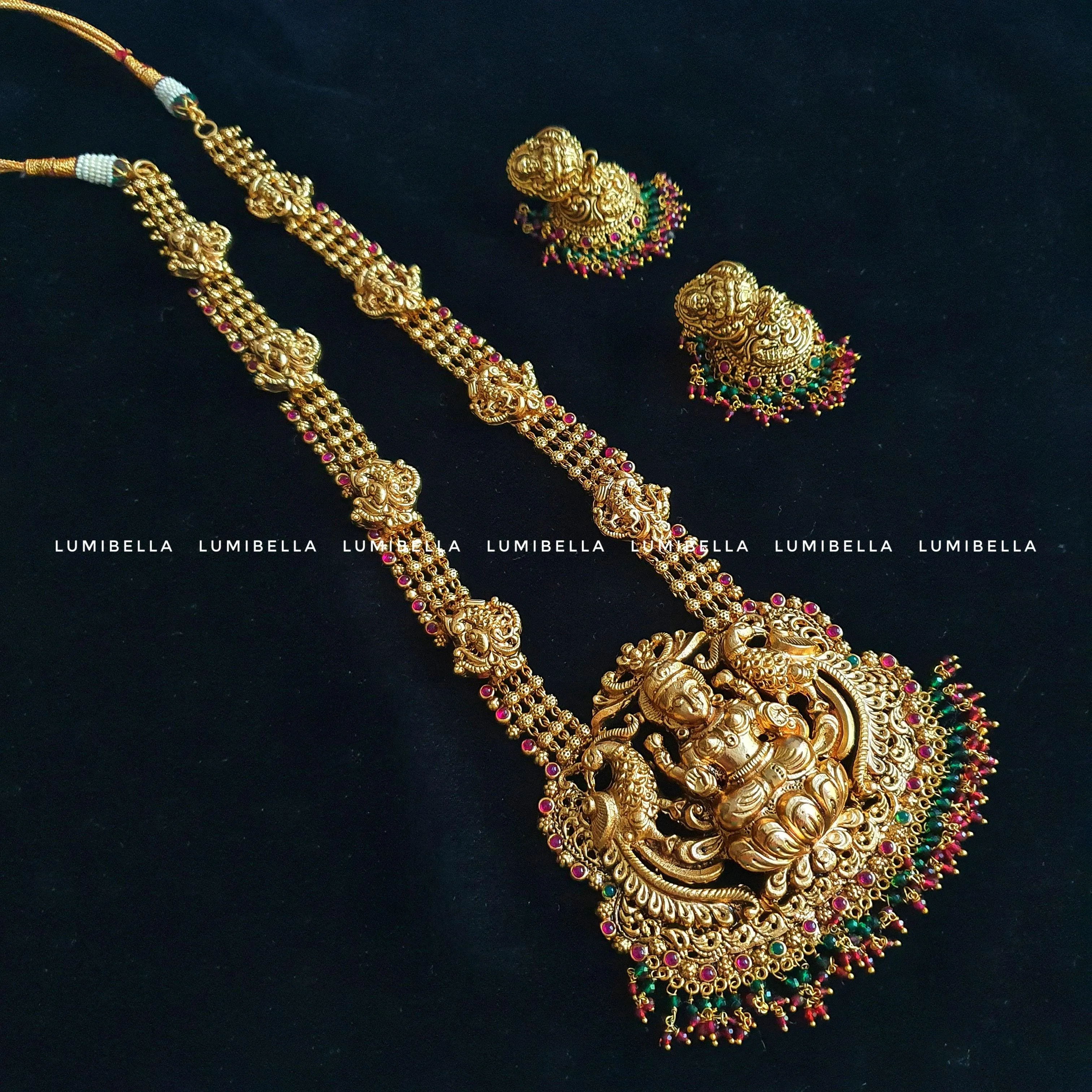 Gold Replica South Indian Temple Long Haaram / Necklace