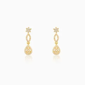 Golden Zircon Shine Elegant Earrings