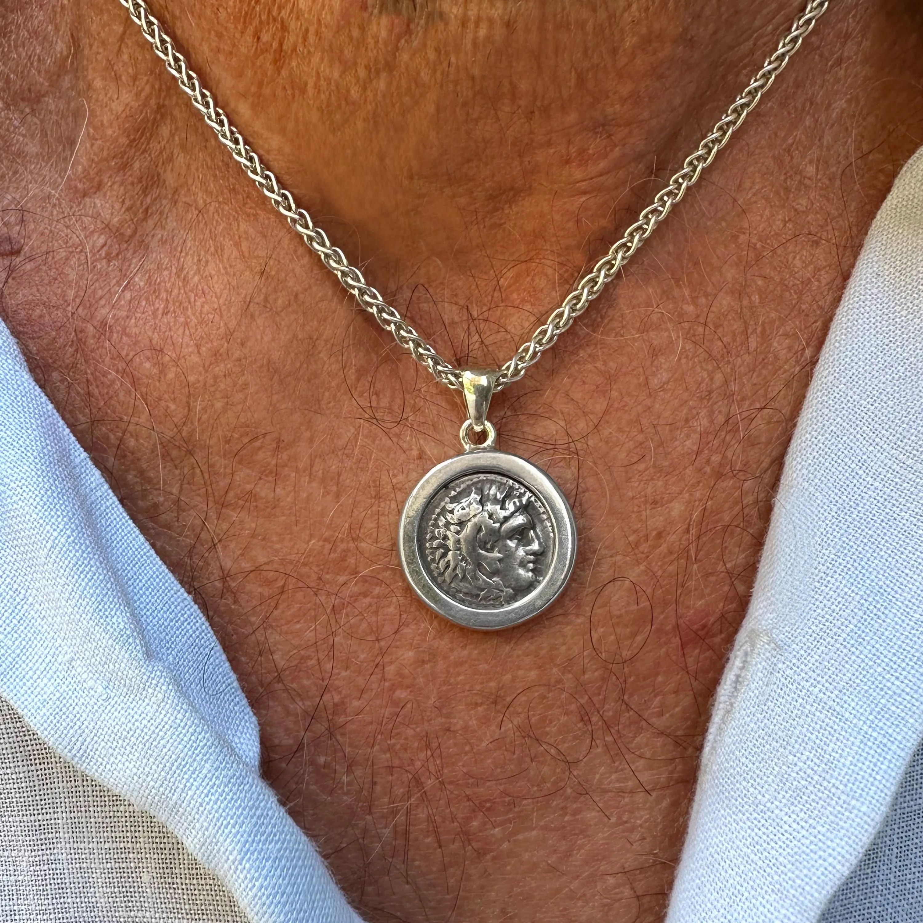 HERACLES Authentic Greek Silver Coin 4th cent. BC (Minted by Alexander the Great) Pendant