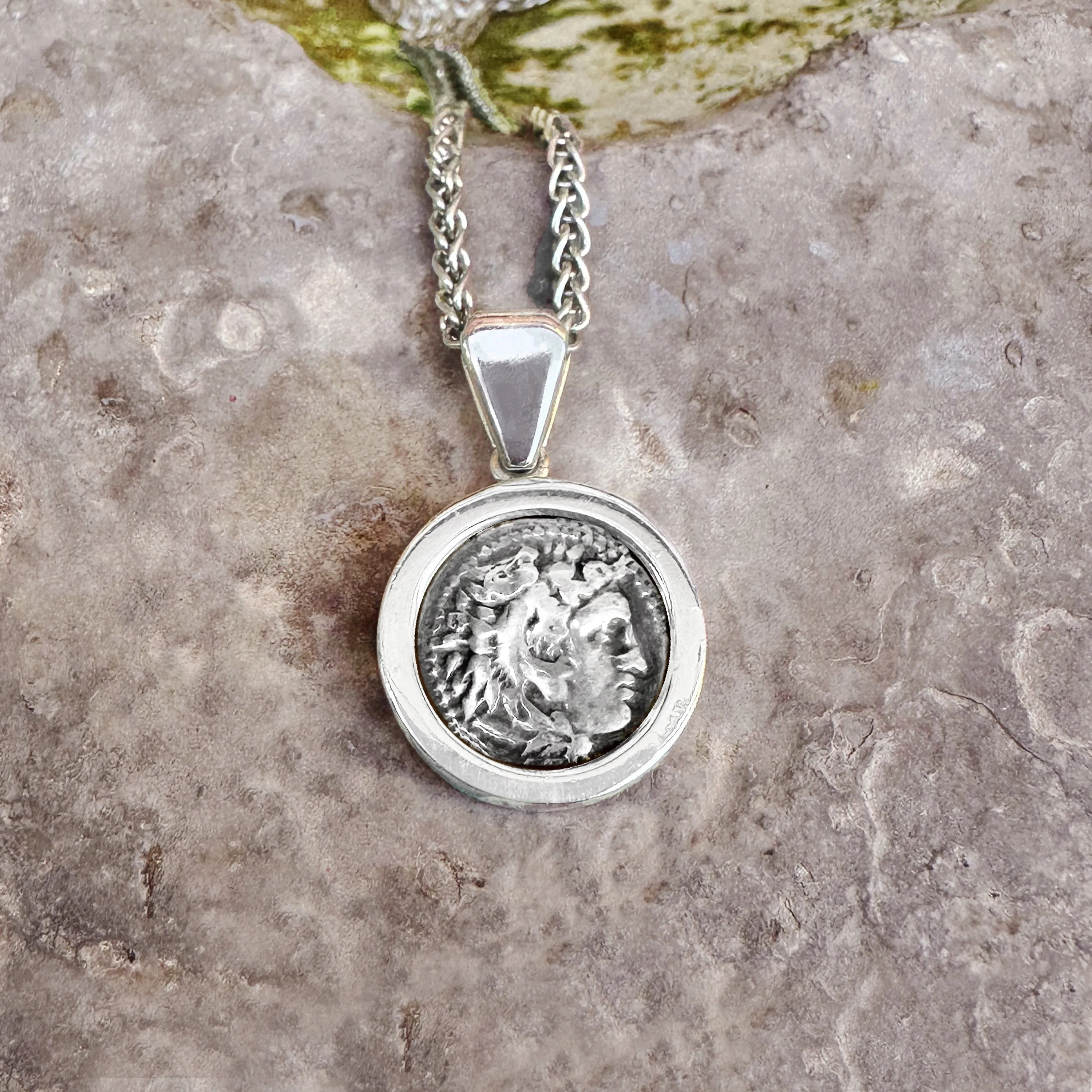 HERACLES Authentic Greek Silver Coin 4th cent. BC (Minted by Alexander the Great) Pendant