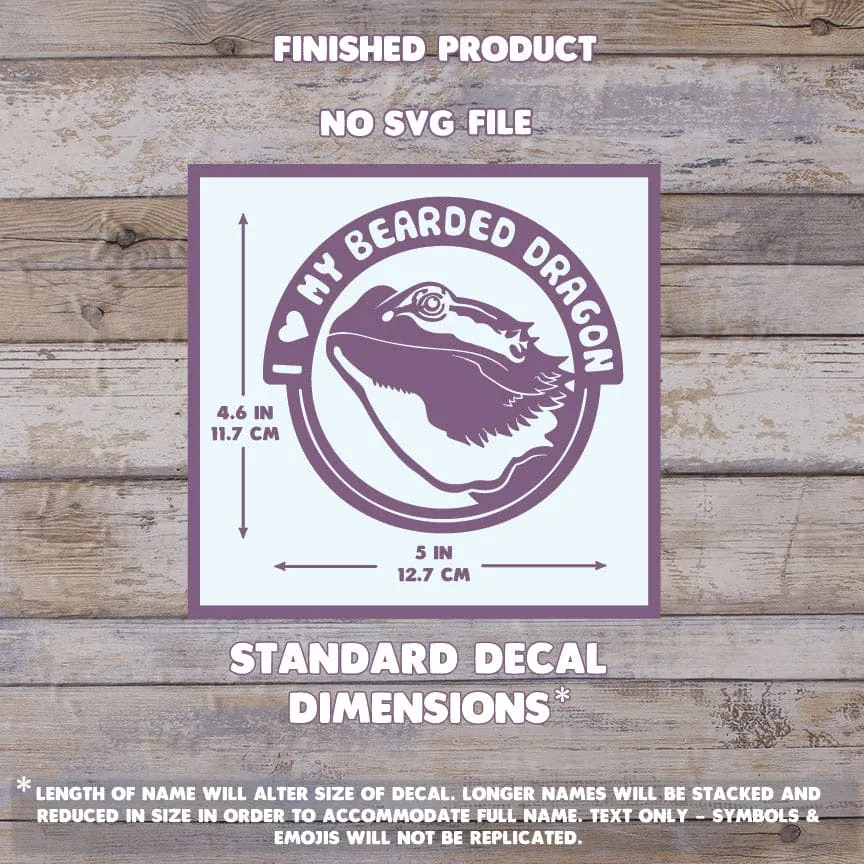 I Love my Bearded Dragon Decal, Waterproof Vinyl Decal, Cute Reptile Gift
