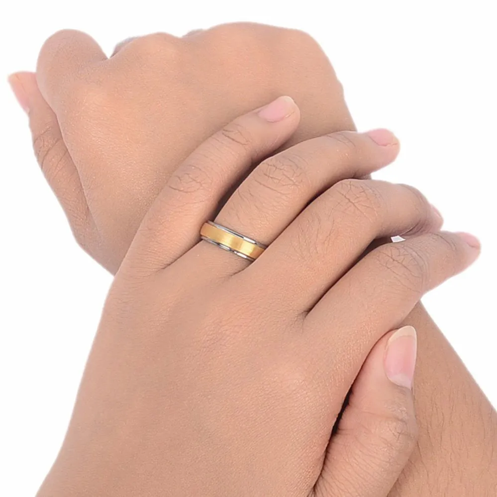 Irbid Classic Gold and Grey Two-Tone Tungsten Ring