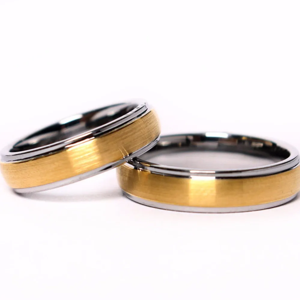 Irbid Classic Gold and Grey Two-Tone Tungsten Ring