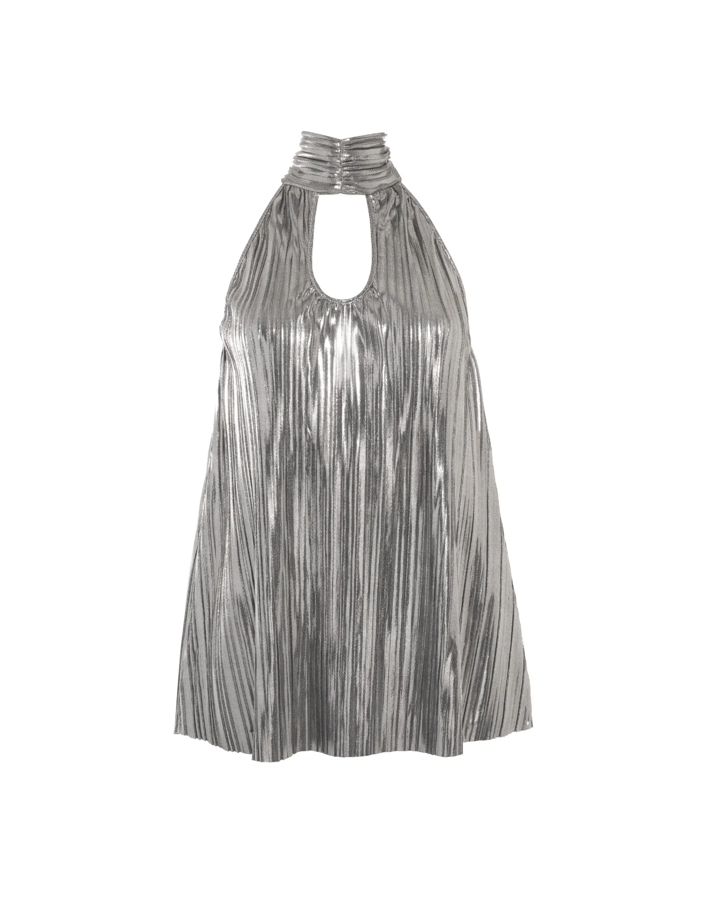 Louise Silver Metallic Plisse Top