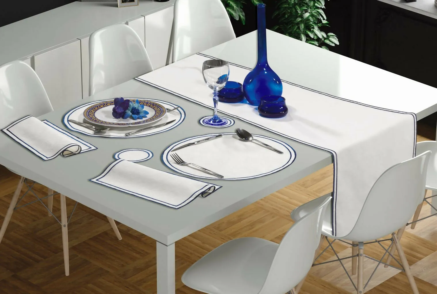 Marina Runner Table Scape Set - Nautical Theme 7 PC Set Great for Couples, Bar Seating