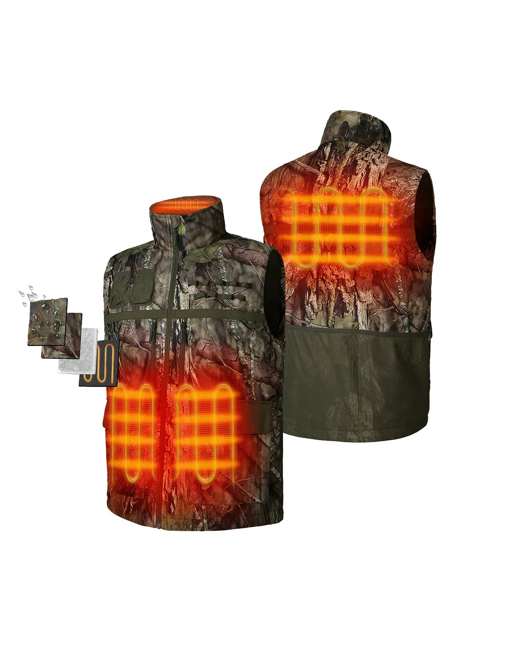 Men's Heated Hunting Vest - Camouflage, Mossy Oak® Country DNA (Apparel Only)