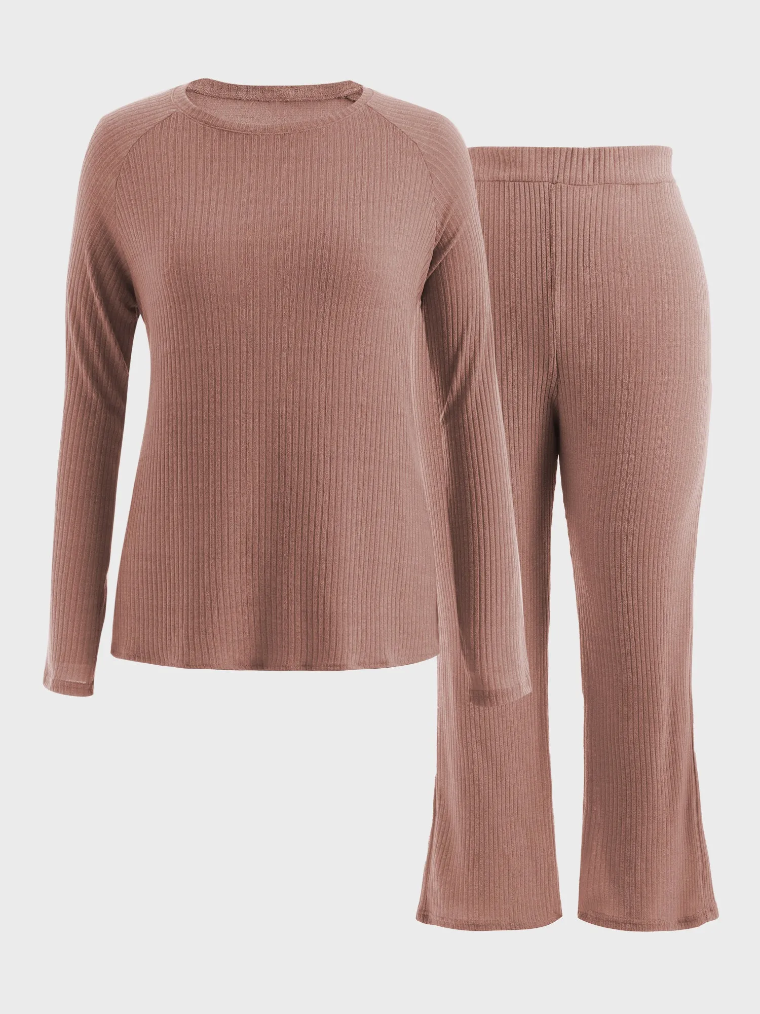 Midsize Ribbed Knit 2-Piece Lounge Set