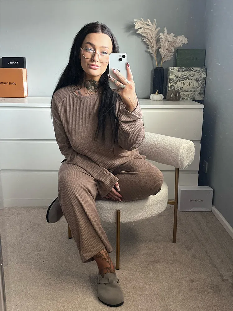 Midsize Ribbed Knit 2-Piece Lounge Set