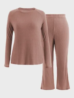 Midsize Ribbed Knit 2-Piece Lounge Set