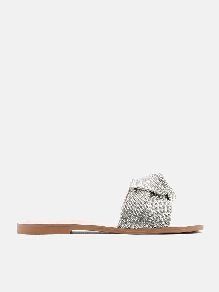 Millie Crystal Decor Pleated Strap Sandals
