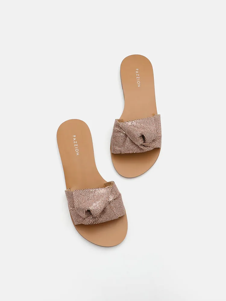 Millie Crystal Decor Pleated Strap Sandals