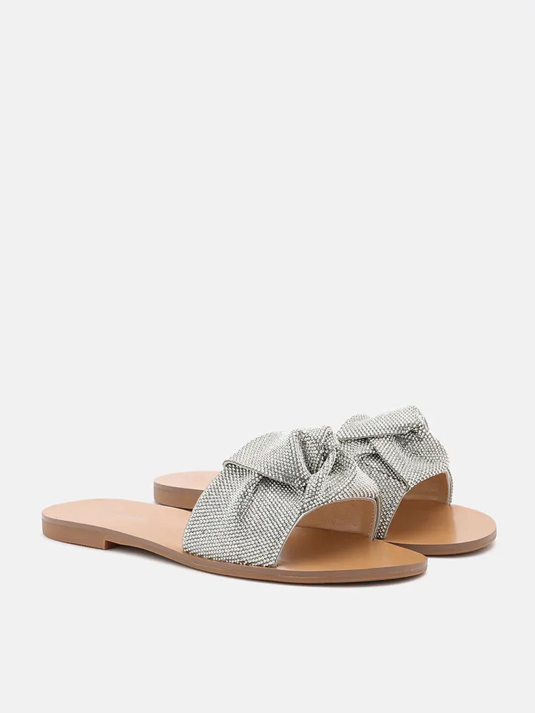 Millie Crystal Decor Pleated Strap Sandals