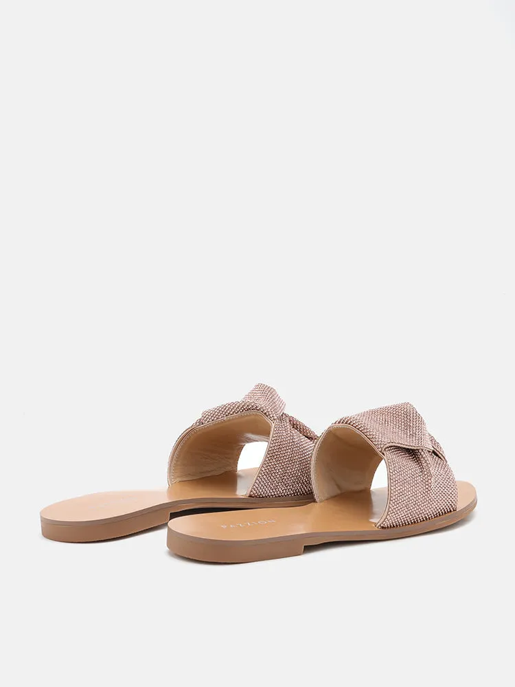 Millie Crystal Decor Pleated Strap Sandals