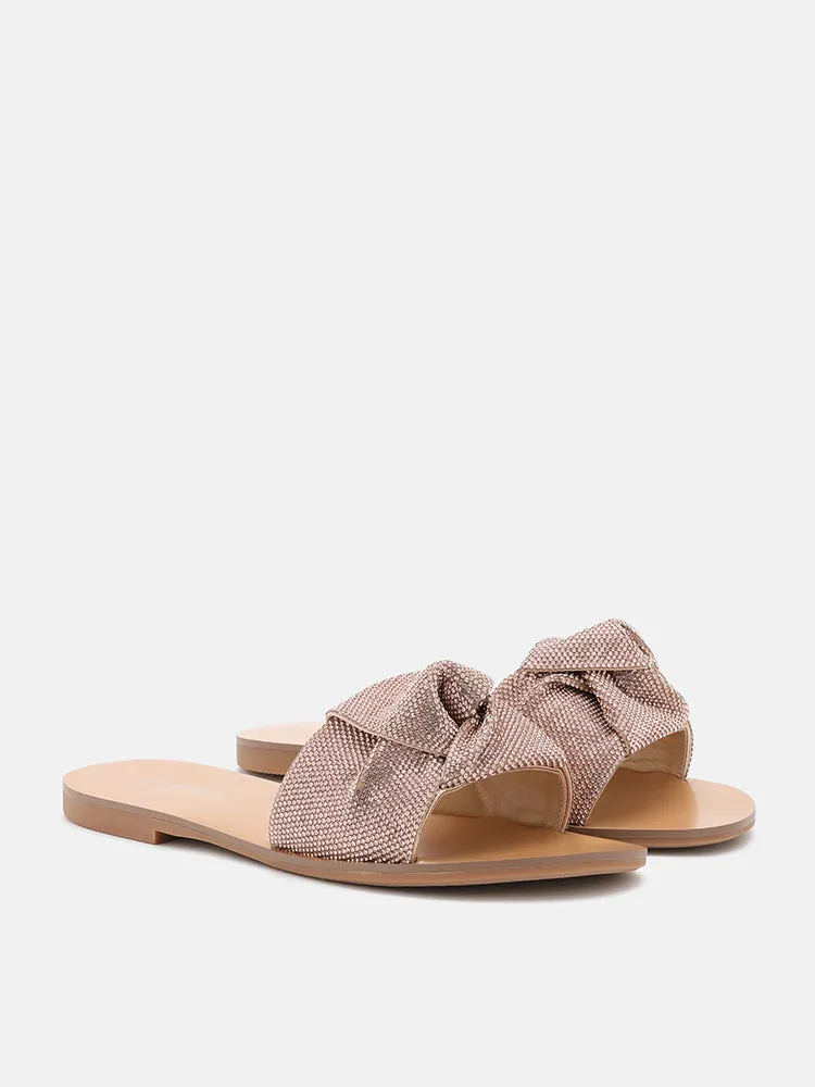 Millie Crystal Decor Pleated Strap Sandals
