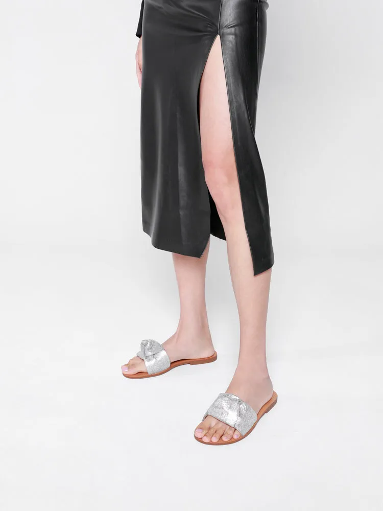 Millie Crystal Decor Pleated Strap Sandals