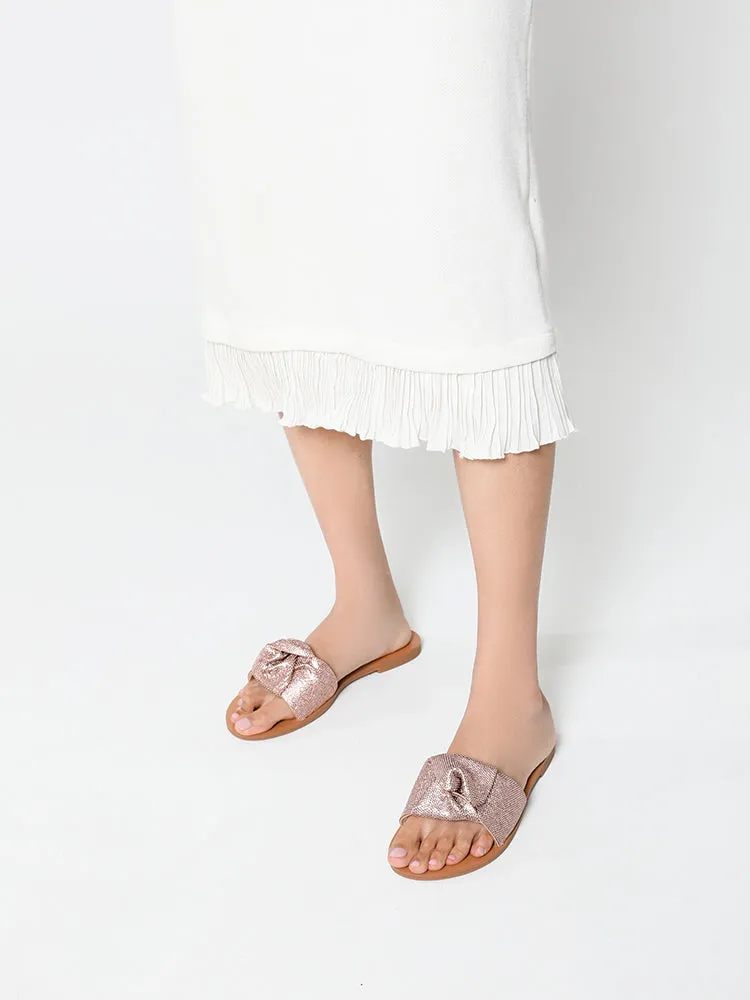 Millie Crystal Decor Pleated Strap Sandals