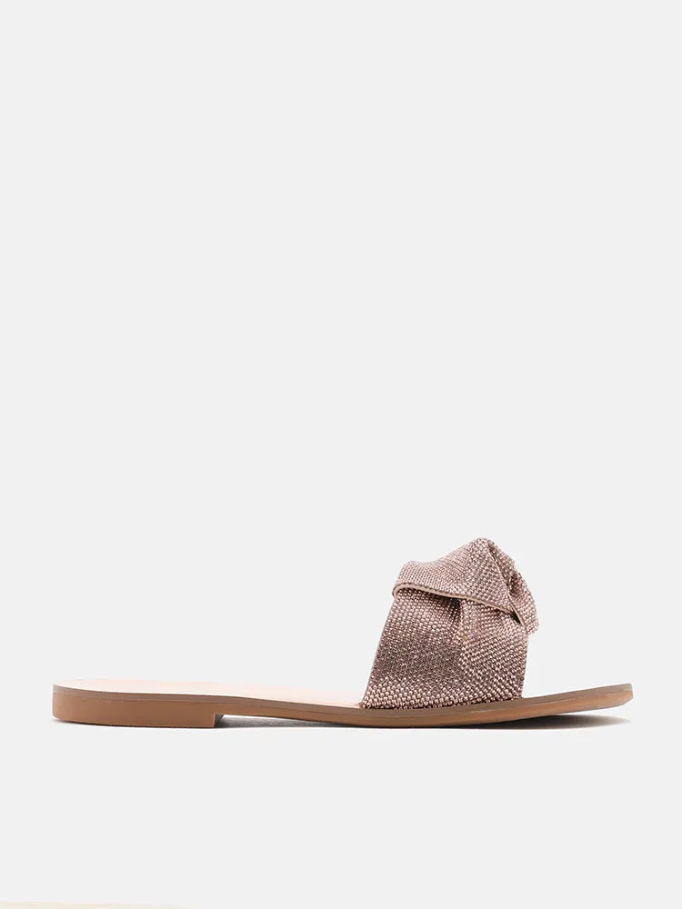 Millie Crystal Decor Pleated Strap Sandals