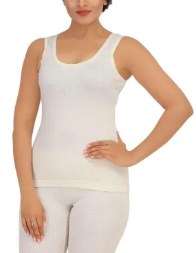 Monte Carlo Pure New Merino Wool Machine Washable Sleeveless Round Neck Thermal for Women Off White Color