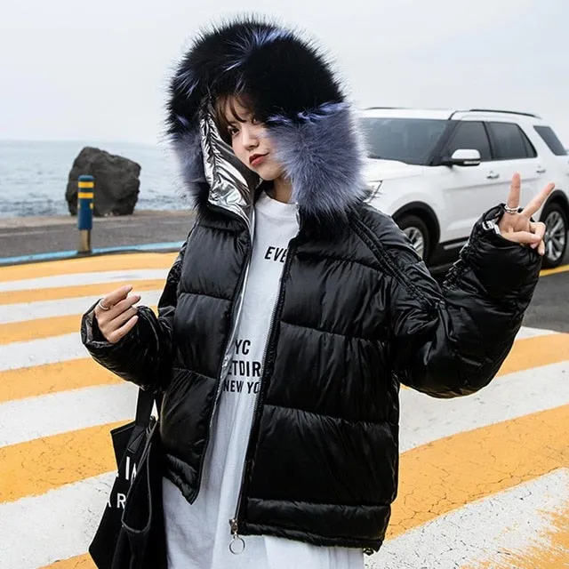 New Arrival Parkas Fashion Coats Women Winter Sweater Fur Collar Hood Warm Cotton Coat Women Clothes